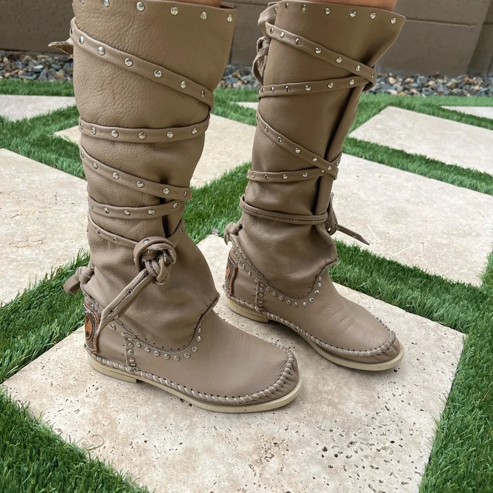 Hector Riccione moccasin boots tan leather - Picture 8 of 15